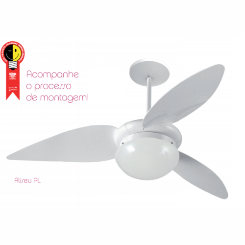 Ventilador Aliseu Chapado BRANCO com CONTROLE DE PAREDE