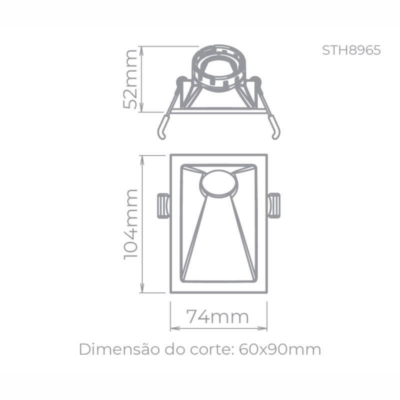 EMBUTIDO RECUADO ANGULAR SQUARE ANGLE 40º MR11 - BRANCO