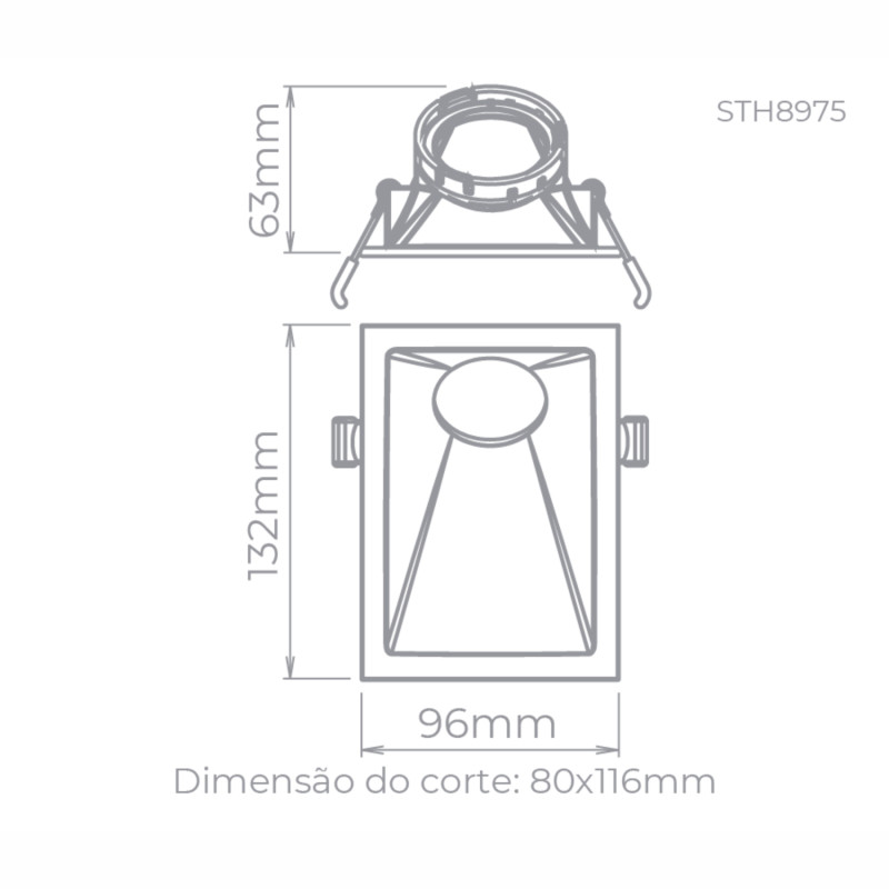 EMBUTIDO RECUADO ANGULAR SQUARE ANGLE 40º MR16 - BRANCO